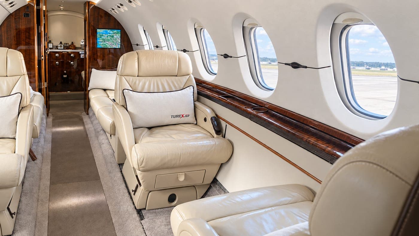 Single leather seat and walnut veneer detail along the window line